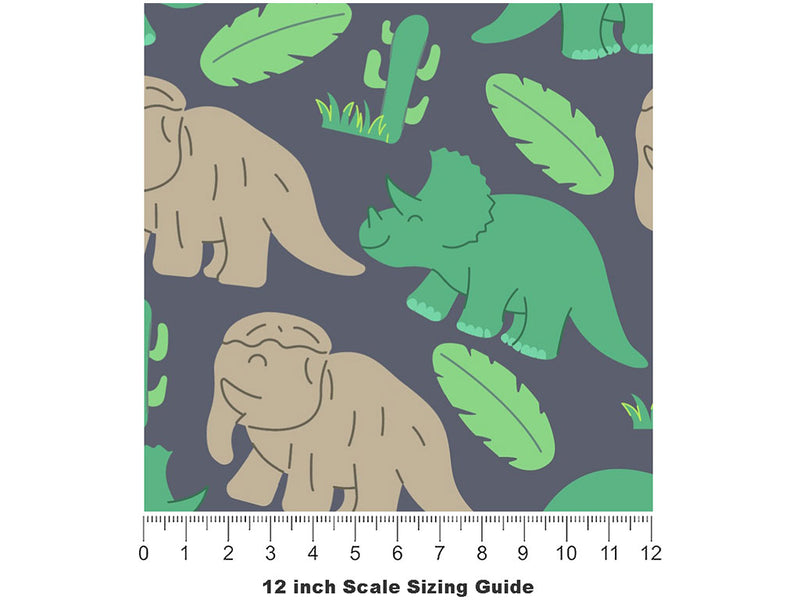 Herbivorous Parade Dinosaur Vinyl Film Pattern Size 12 inch Scale~Rwraps Herbivorous Parade Dinosaur Sizing Chart~2