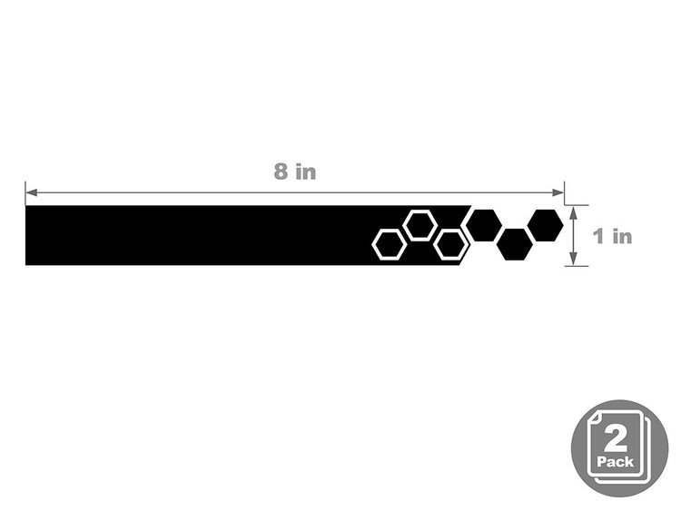 Hexagon side mirror decal product view with dimensions