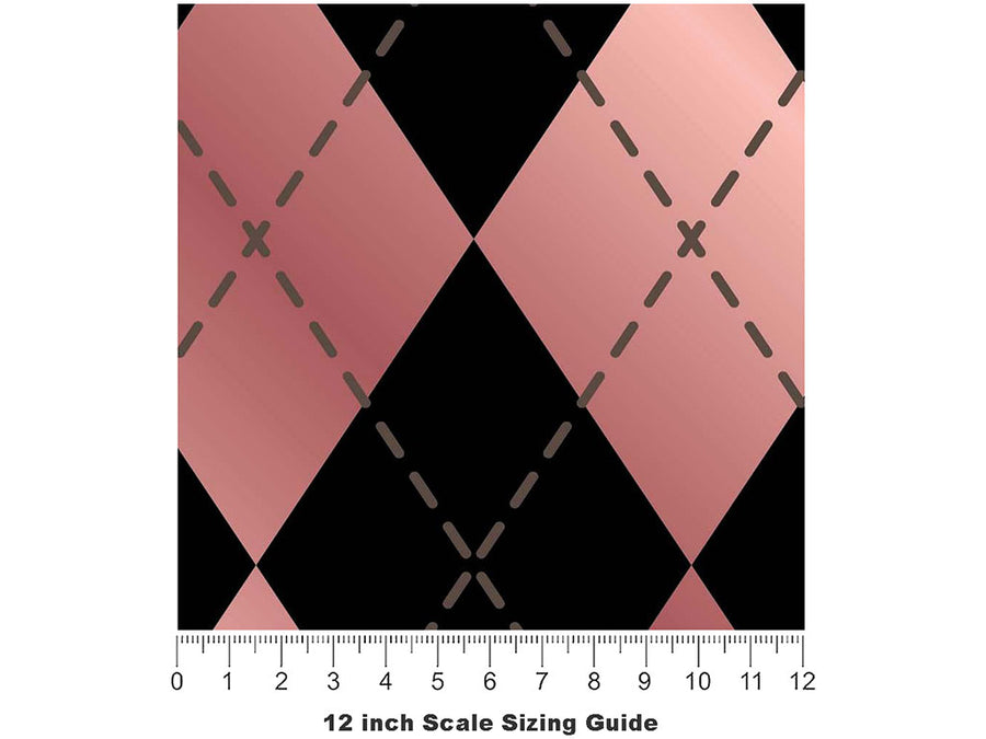 Hidden Flamingos Argyle Vinyl Film Pattern Size 12 inch Scale~Rwraps Hidden Flamingos Argyle Sizing Chart~2