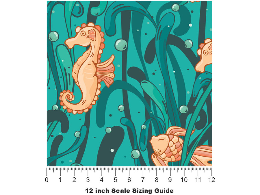 Hidden Horses Marine Life Vinyl Film Pattern Size 12 inch Scale~Rwraps Hidden Horses Marine Life Sizing Chart~2