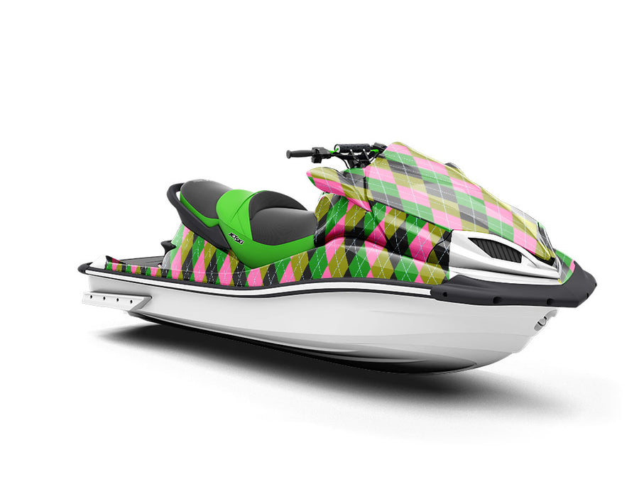 High Contrast Argyle Jet Ski Vinyl Customized Wrap