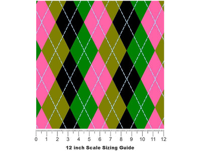 High Contrast Argyle Vinyl Film Pattern Size 12 inch Scale~Rwraps High Contrast Argyle Sizing Chart~2