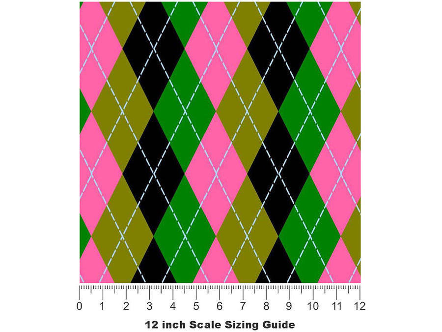 High Contrast Argyle Vinyl Film Pattern Size 12 inch Scale~Rwraps High Contrast Argyle Sizing Chart~2