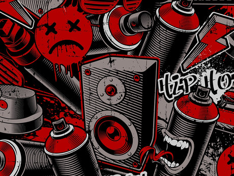 Hip Hop Beats Graffiti Vinyl Wrap Pattern~Rwraps Series 914 Digitally Printed Vinyl Wrap~0