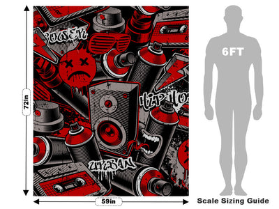Hip Hop Beats Graffiti Vehicle Wrap Scale~Rwraps Series 914 Hip Hop Beats Graffiti Measurements~1