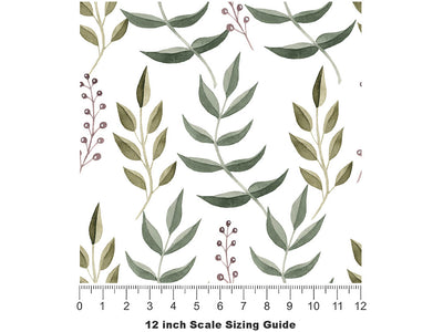 Holiday Fern Floral Vinyl Film Pattern Size 12 inch Scale~Rwraps Holiday Fern Floral Sizing Chart~2