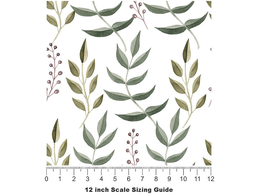 Holiday Fern Floral Vinyl Film Pattern Size 12 inch Scale~Rwraps Holiday Fern Floral Sizing Chart~2