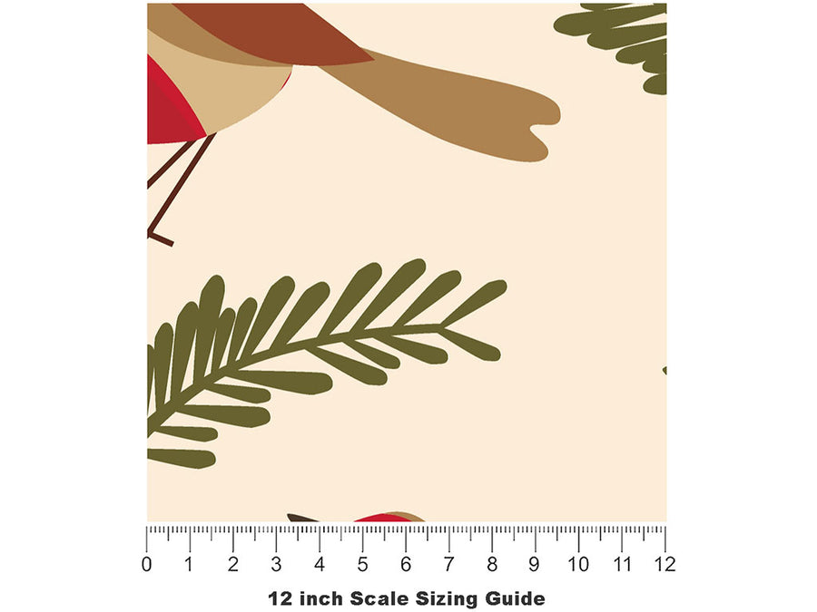 Holly Jolly Birds Vinyl Film Pattern Size 12 inch Scale~Rwraps Holly Jolly Birds Sizing Chart~2