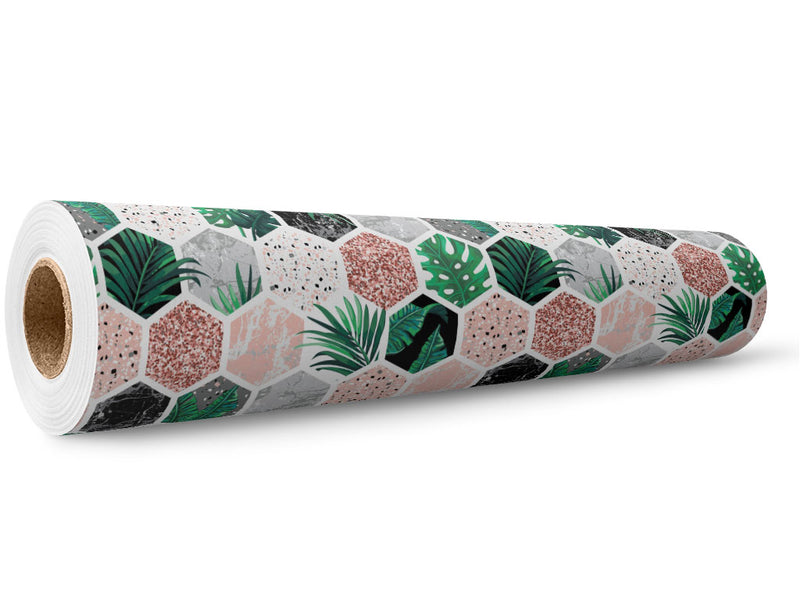 Hollyhock Hexagonal Tile Wrap Film Wholesale Roll~Rwraps Series 914 Digitally Printed Vinyl Roll~5