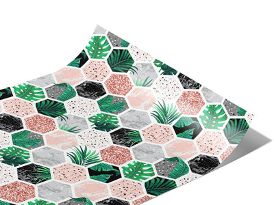 Hollyhock Hexagonal Tile Vinyl Wraps~Rwraps Series 914 Digitally Printed Vinyl Wrap~1