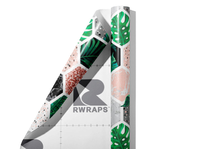 Hollyhock Hexagonal Tile Wrap Film Sheets~Rwraps Series 914 Hollyhock Hexagonal Tile Scrolled Sheet~4