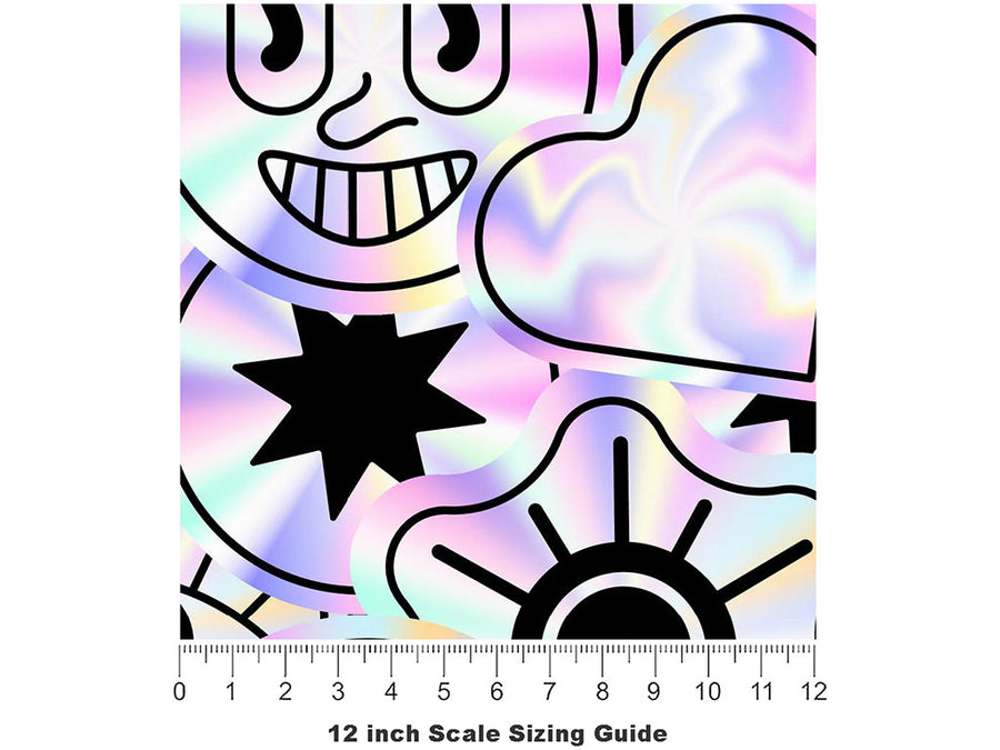Holographic Earth Sticker Bomb Vinyl Film Pattern Size 12 inch Scale~Rwraps Holographic Earth Sticker Bomb Sizing Chart~3