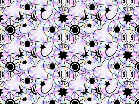 Holographic Earth Sticker Bomb Vinyl Wrap Pattern~Rwraps Series 914 Digitally Printed Vinyl Wrap~0