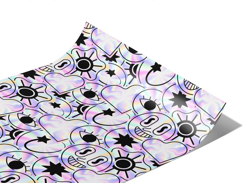 Holographic Earth Sticker Bomb Vinyl Wraps~Rwraps Series 914 Digitally Printed Vinyl Wrap~1