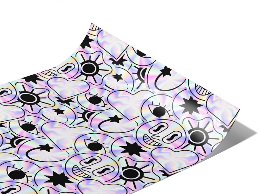 Holographic Earth Sticker Bomb Vinyl Wraps~Rwraps Series 914 Digitally Printed Vinyl Wrap~1