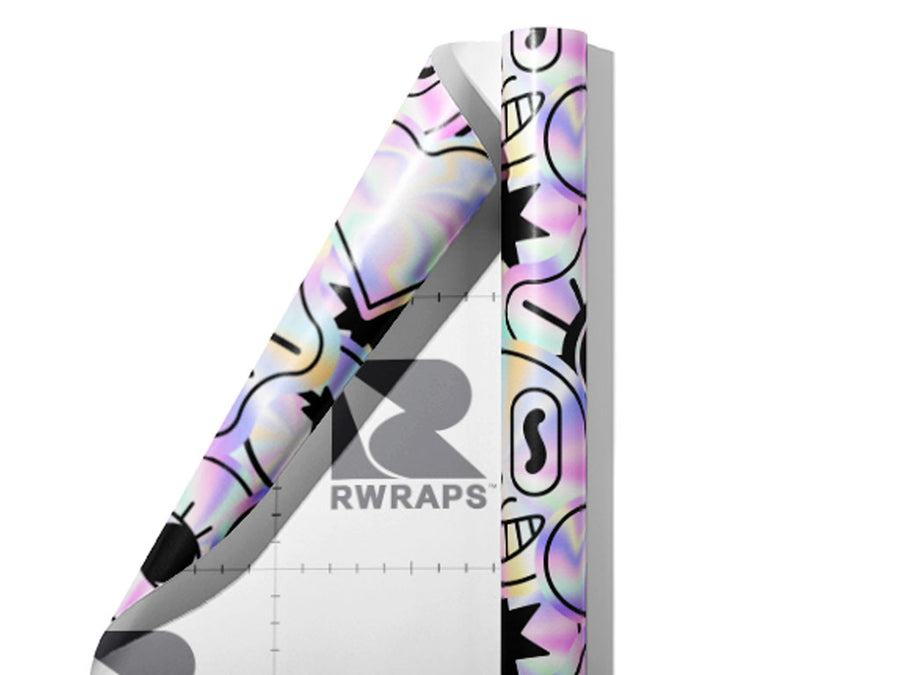 Holographic Earth Sticker Bomb Wrap Film Sheets~Rwraps Series 914 Holographic Earth Sticker Bomb Scrolled Sheet~4