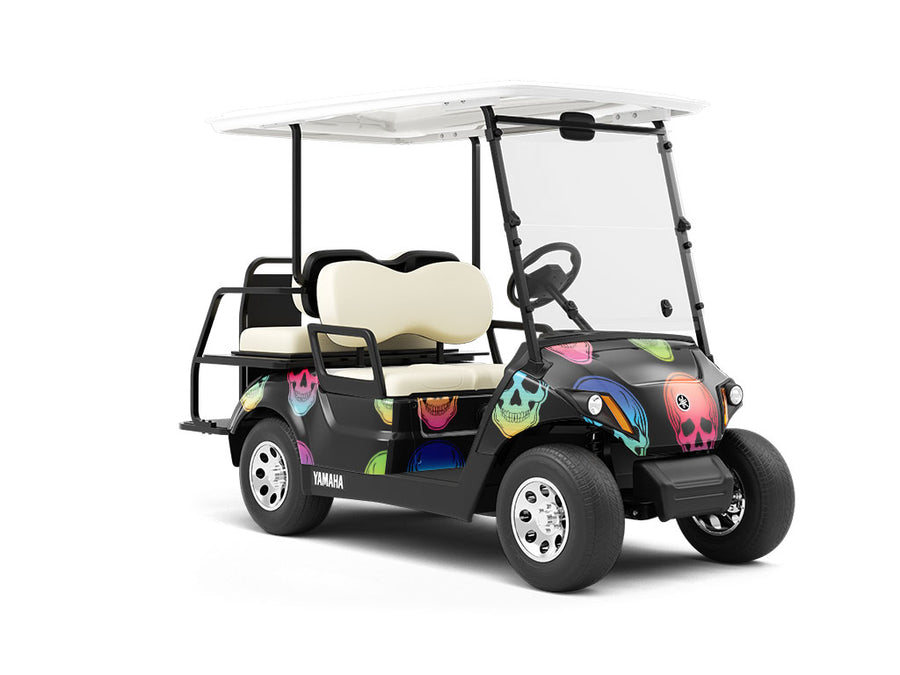 Hombre Skulls Tattoo Wrapped Golf Cart