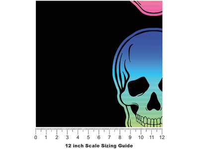 Hombre Skulls Tattoo Vinyl Film Pattern Size 12 inch Scale~Rwraps Hombre Skulls Tattoo Sizing Chart~2