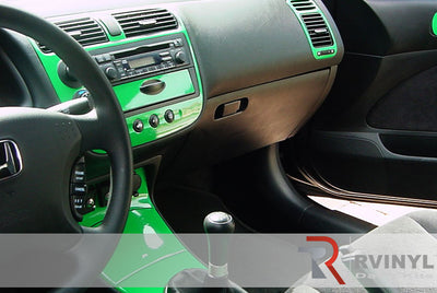 Honda Civic 2001 Green Dash Kit~Interior Car Mods~2