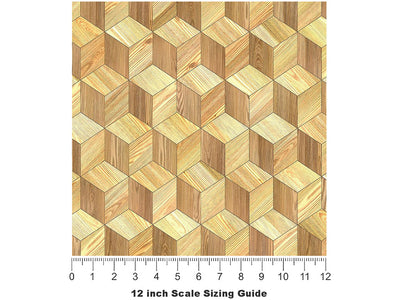 Honey Maple Wooden Parquet Vinyl Film Pattern Size 12 inch Scale~Rwraps Honey Maple Wooden Parquet Sizing Chart~3