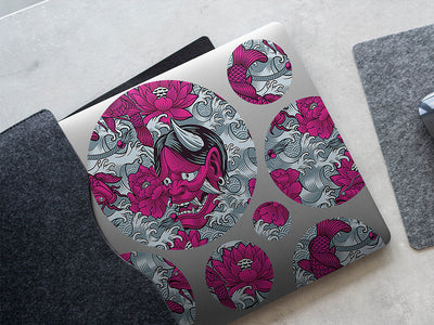horrible hannya halloween DIY Laptop Stickers