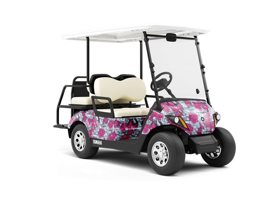 Horrible Hannya Halloween Wrapped Golf Cart