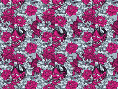 Horrible Hannya Halloween Vinyl Wrap Pattern~Rwraps Series 914 Digitally Printed Vinyl Wrap~0