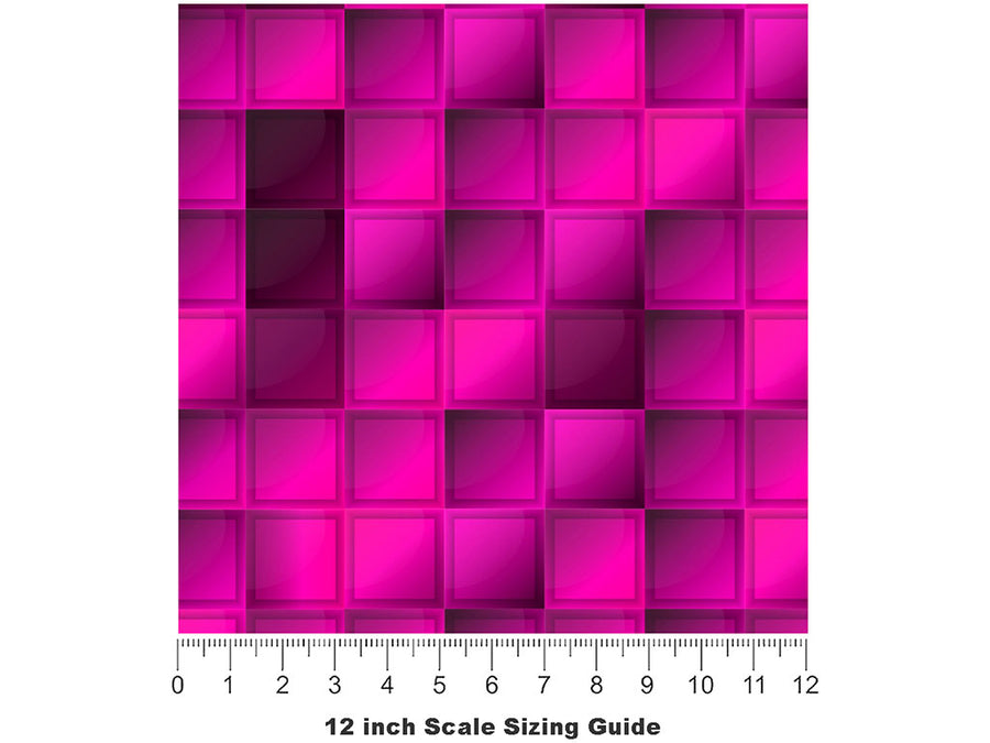 Hot Magenta Mosaic Vinyl Film Pattern Size 12 inch Scale~Rwraps Hot Magenta Mosaic Sizing Chart~2