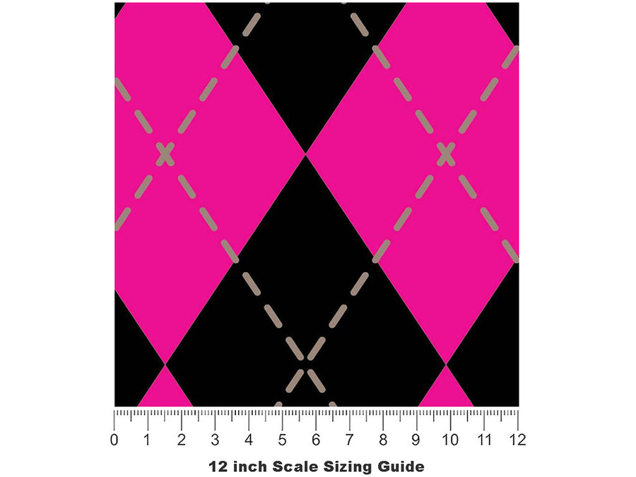 Hot Neon Argyle Vinyl Film Pattern Size 12 inch Scale~Rwraps Hot Neon Argyle Sizing Chart~2