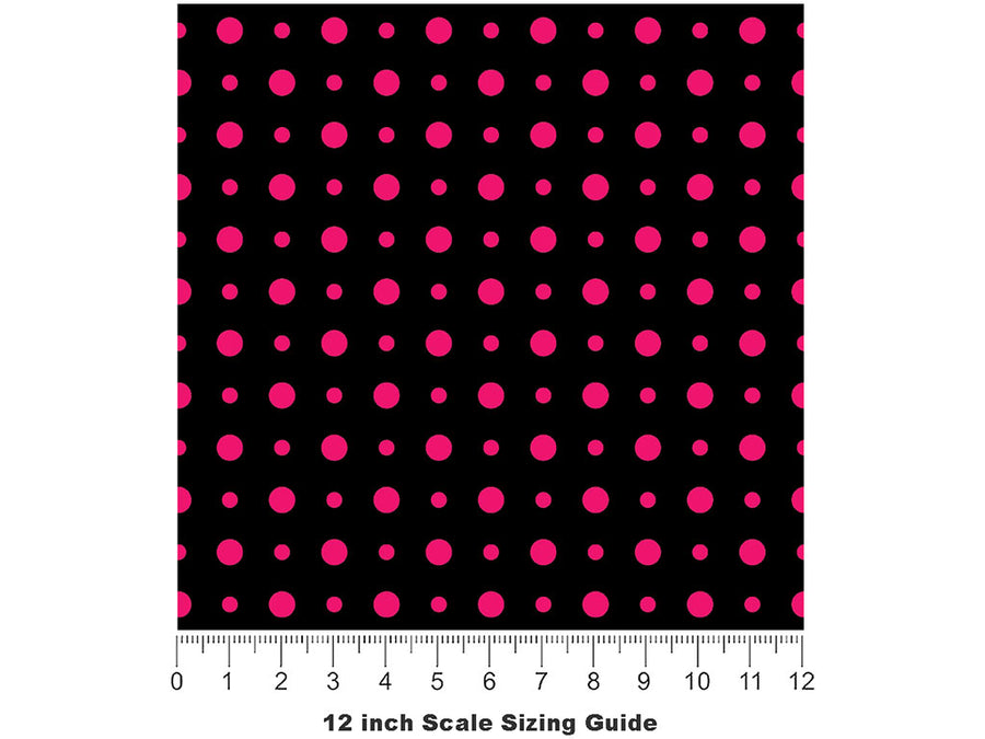 Hot Pink Polka Dot Vinyl Film Pattern Size 12 inch Scale~Rwraps Hot Pink Polka Dot Sizing Chart~2