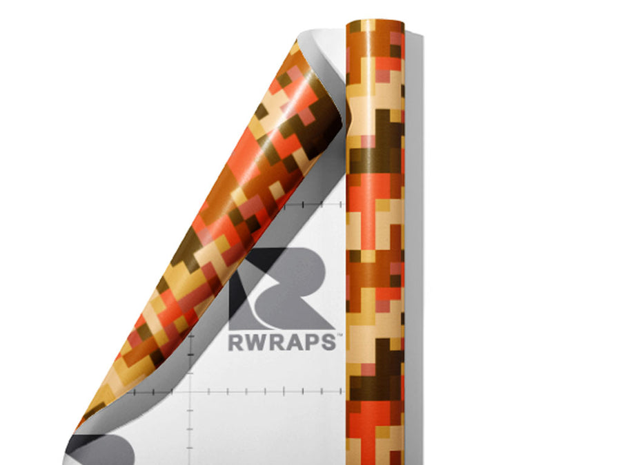 Hunter Orange Pixel Wrap Film Sheets~Rwraps Series 914 Hunter Orange Pixel Scrolled Sheet~3