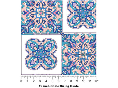 Hydrangea Tile Vinyl Film Pattern Size 12 inch Scale~Rwraps Hydrangea Tile Sizing Chart~3