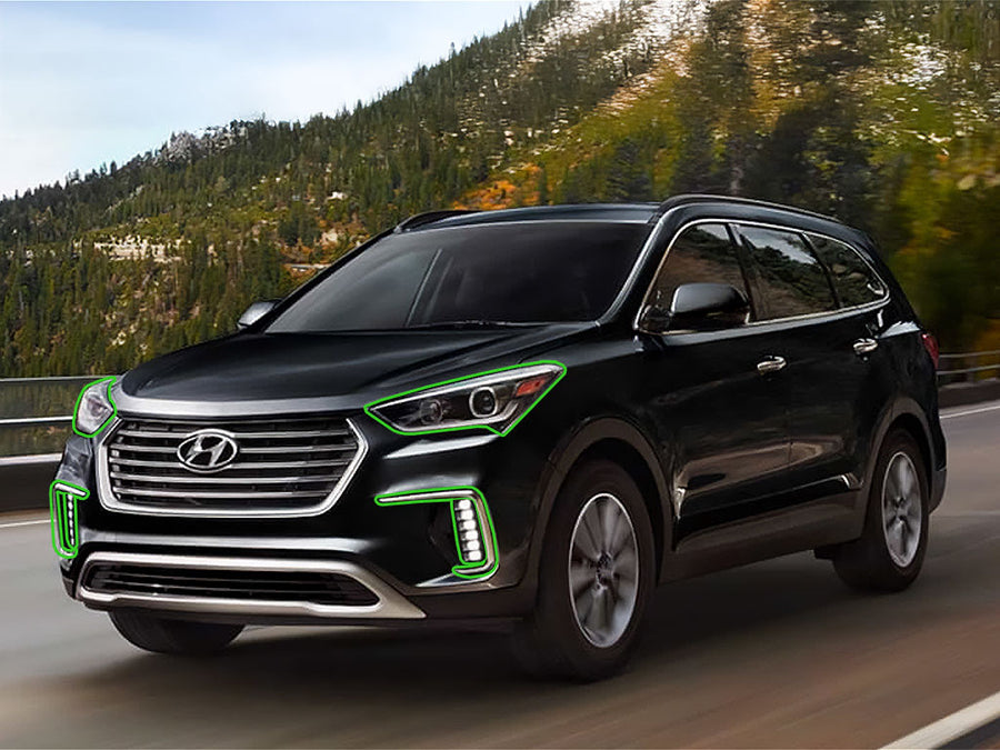 hyundai santa fe 2019-2019 (xl) Headlight Protection Installation Location