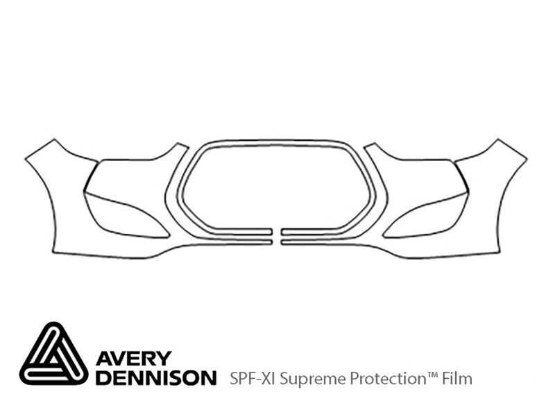 veloster Avery Dennison Clear Bra Bumper Precut PPF Diagram