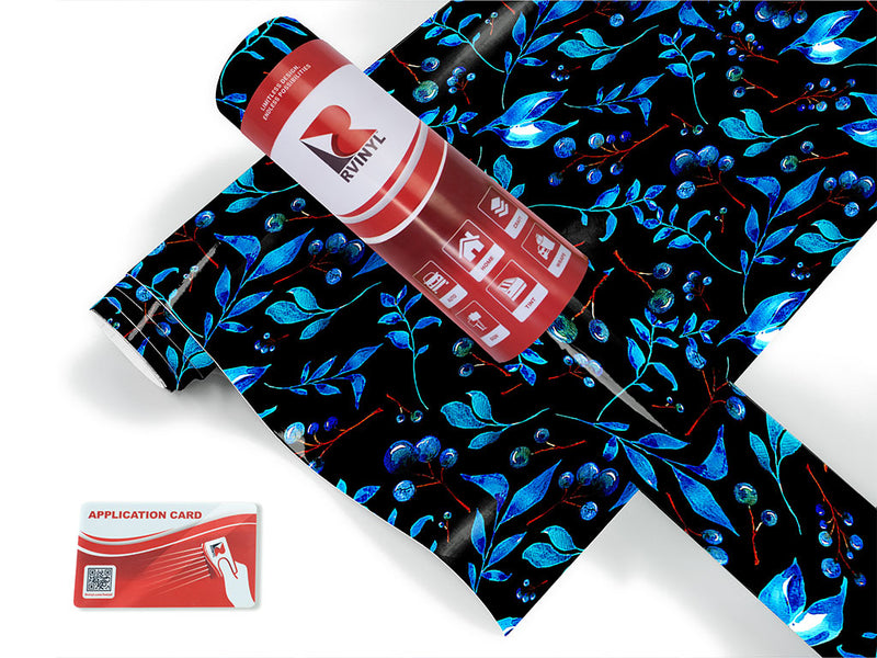 indigo holly floral Craft Vinyl Roll