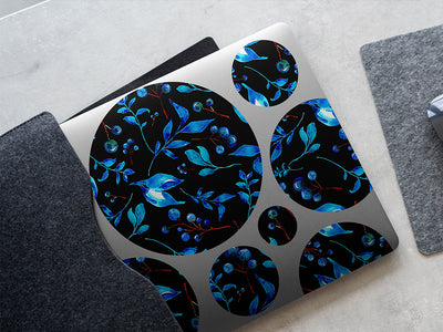 indigo holly floral DIY Laptop Stickers
