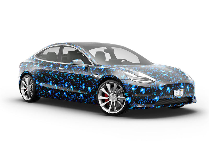 Indigo Holly Floral Vehicle Vinyl Wrap