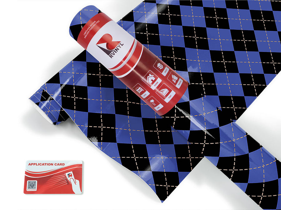 indigo night argyle Craft Vinyl Roll