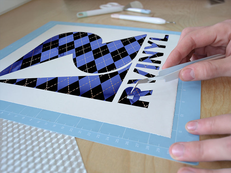 indigo night argyle Easy Weed Craft Vinyl