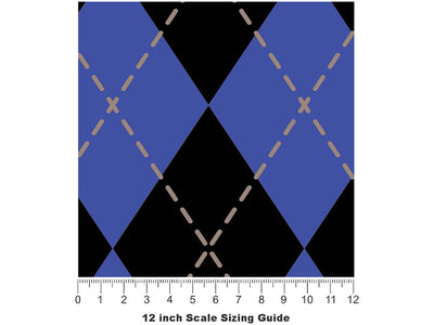 Indigo Night Argyle Vinyl Film Pattern Size 12 inch Scale~Rwraps Indigo Night Argyle Sizing Chart~2