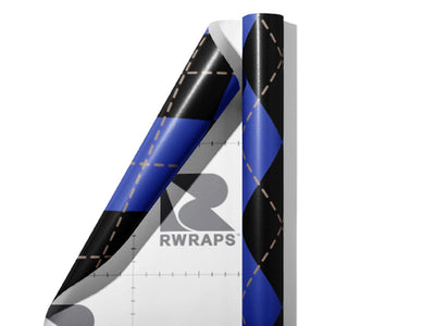Indigo Night Argyle Wrap Film Sheets~Rwraps Series 914 Indigo Night Argyle Scrolled Sheet~3