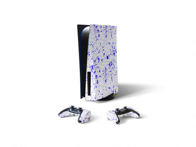 indigo raindrops paint splatter Sony PS5 DIY Skin