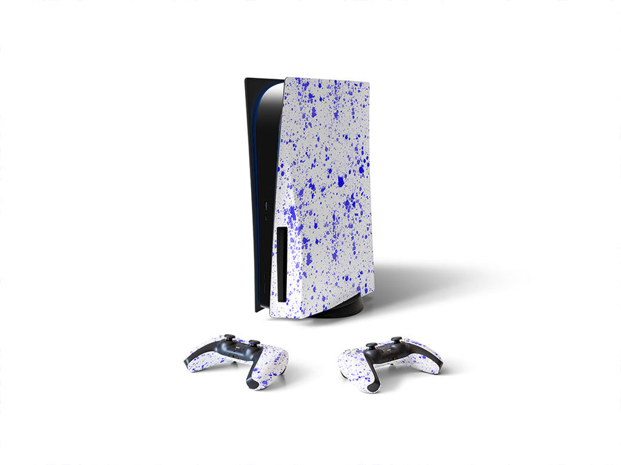 indigo raindrops paint splatter Sony PS5 DIY Skin