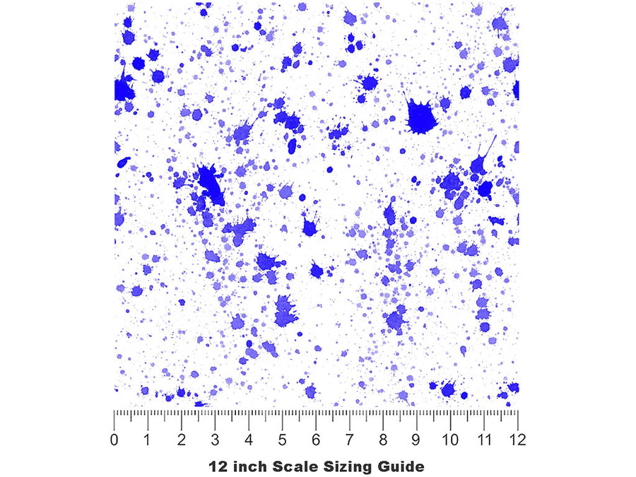 Indigo Raindrops Paint Splatter Vinyl Film Pattern Size 12 inch Scale~Rwraps Indigo Raindrops Paint Splatter Sizing Chart~2