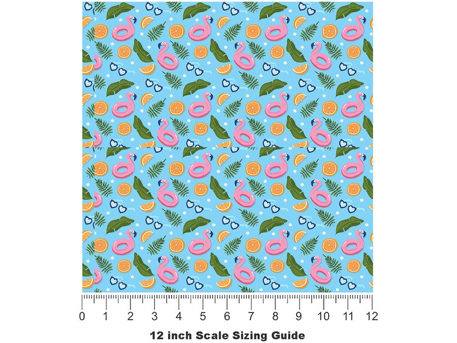 Inflatable Flamingo Summertime Vinyl Film Pattern Size 12 inch Scale~Rwraps Inflatable Flamingo Summertime Sizing Chart~2