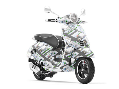 International Airport Cityscape Vespa Scooter Wrap Film