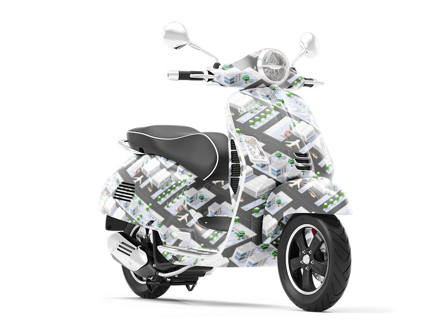International Airport Cityscape Vespa Scooter Wrap Film
