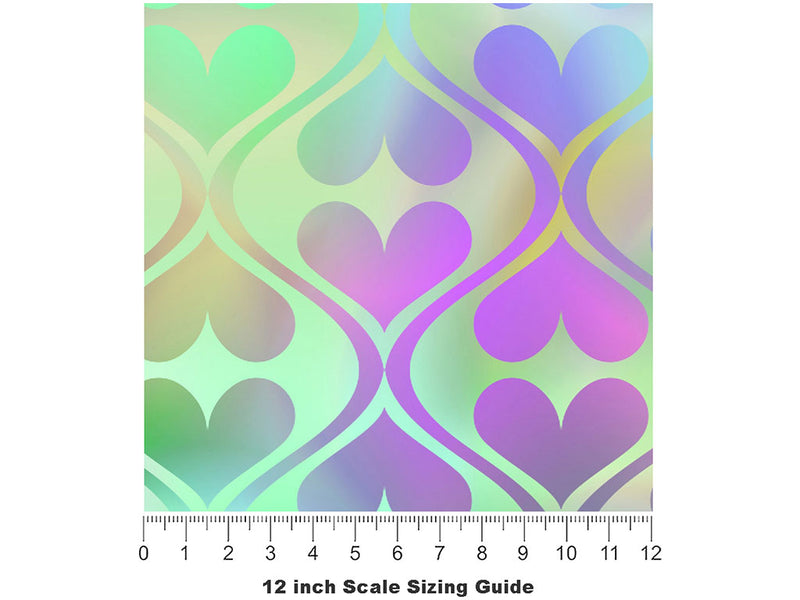 Iridescent Charm Heart Vinyl Film Pattern Size 12 inch Scale~Rwraps Iridescent Charm Heart Sizing Chart~2