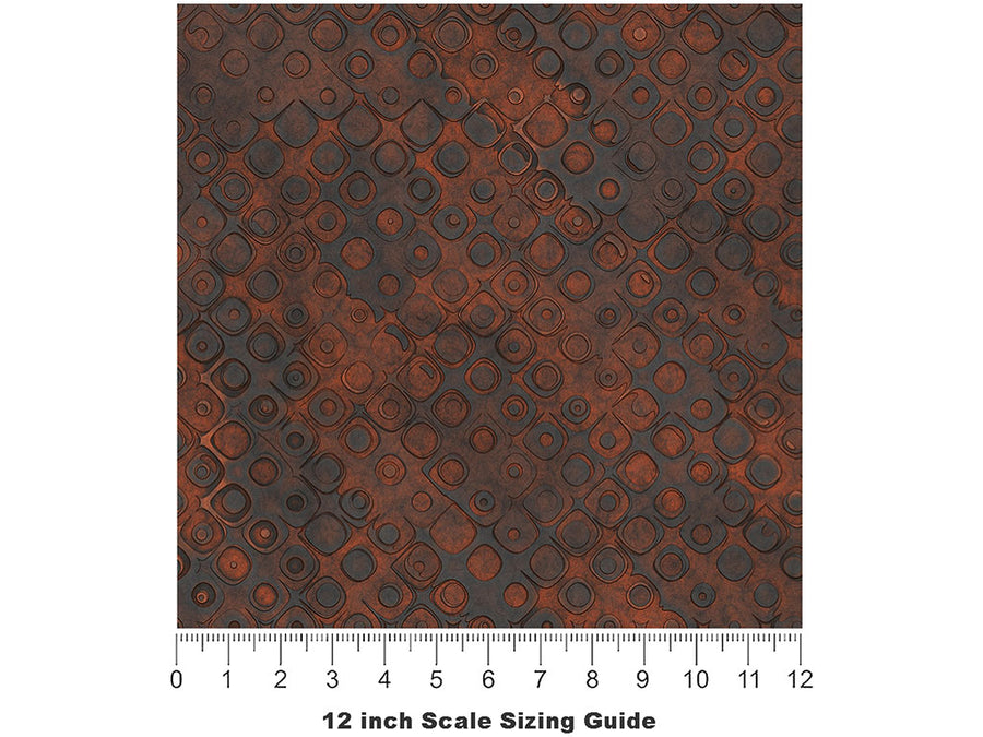 Iron Tread Rust Vinyl Film Pattern Size 12 inch Scale~Rwraps Iron Tread Rust Sizing Chart~3