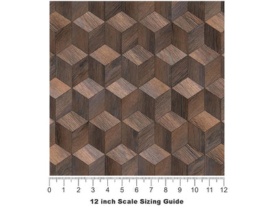 Jacobean Stain Wooden Parquet Vinyl Film Pattern Size 12 inch Scale~Rwraps Jacobean Stain Wooden Parquet Sizing Chart~3